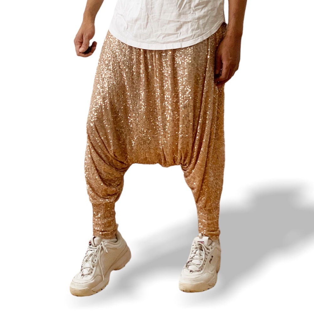 Rose Gold Sequin Harem Pants